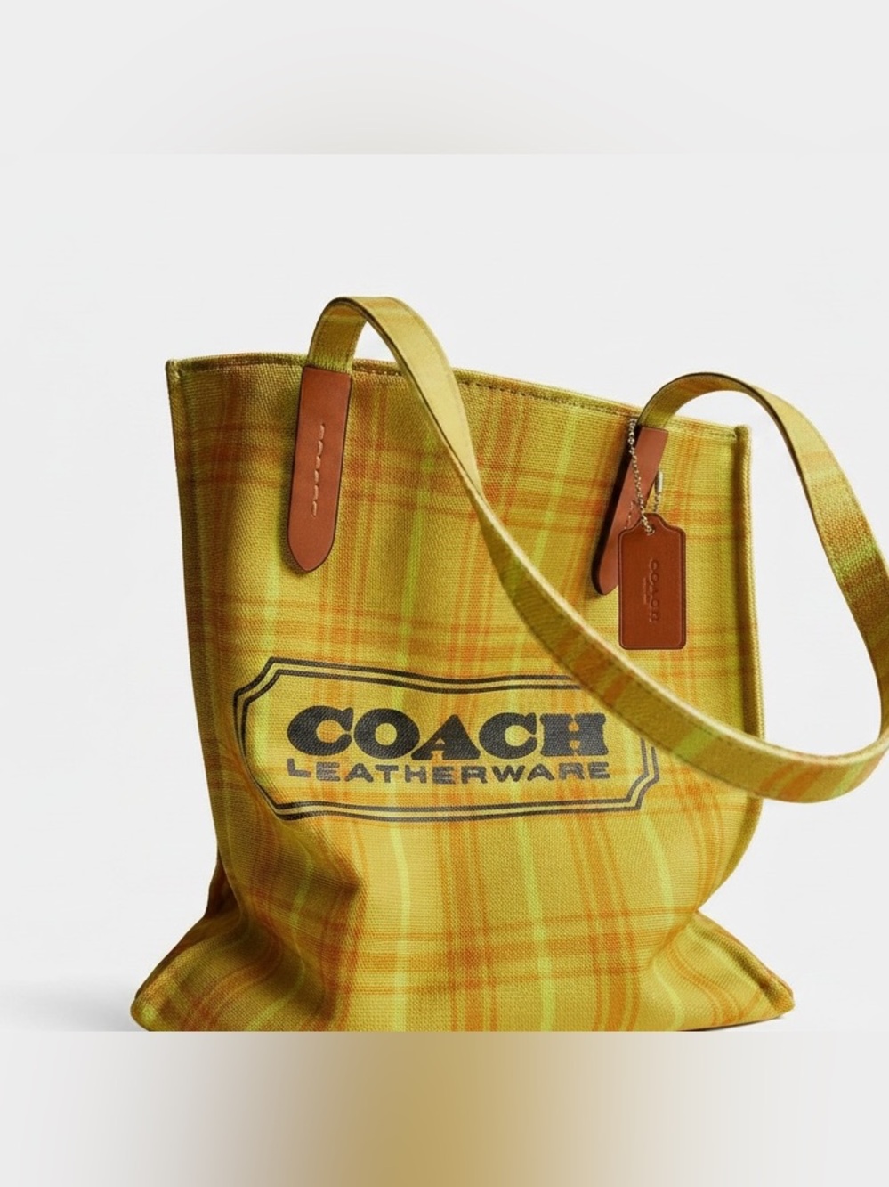 Coach Outlet Canvas Tote Bag With Plaid Print ☀️ - Picture 12 of 12
